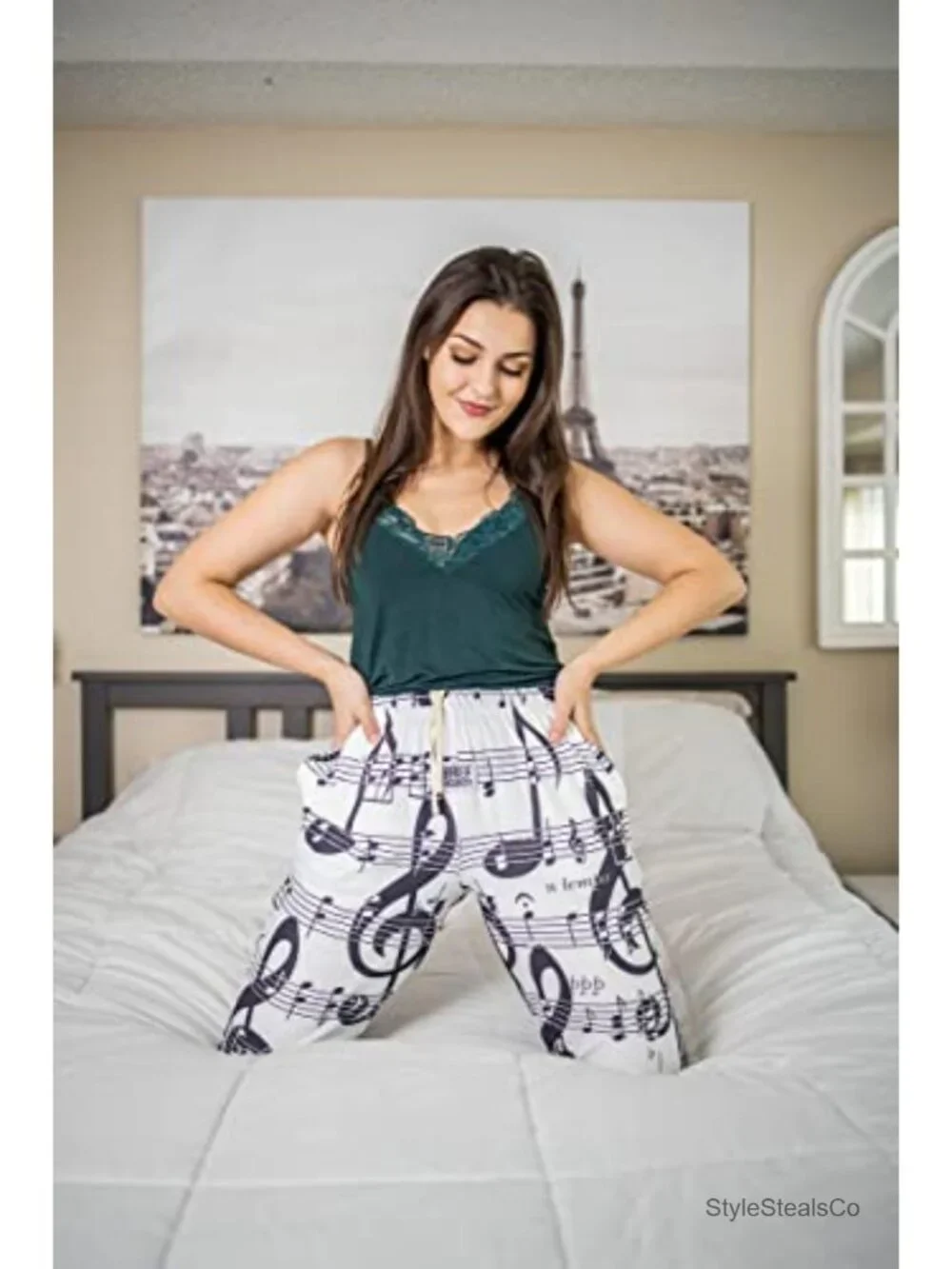Music Notes Pajama Pants with Pockets Unisex Lounge